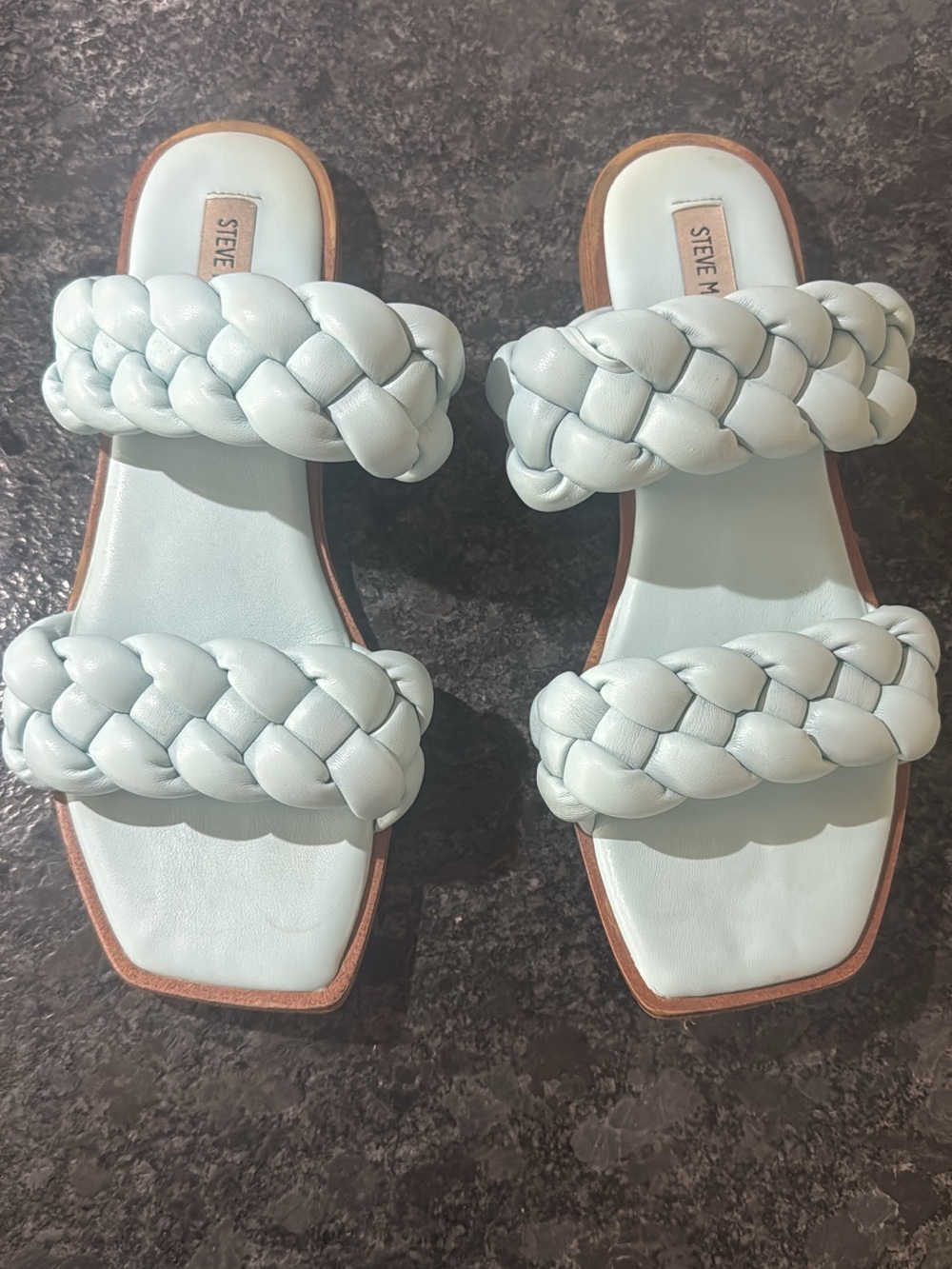 Steve Madden Braided Double-Strap Slide Sandal in Pale Blue
